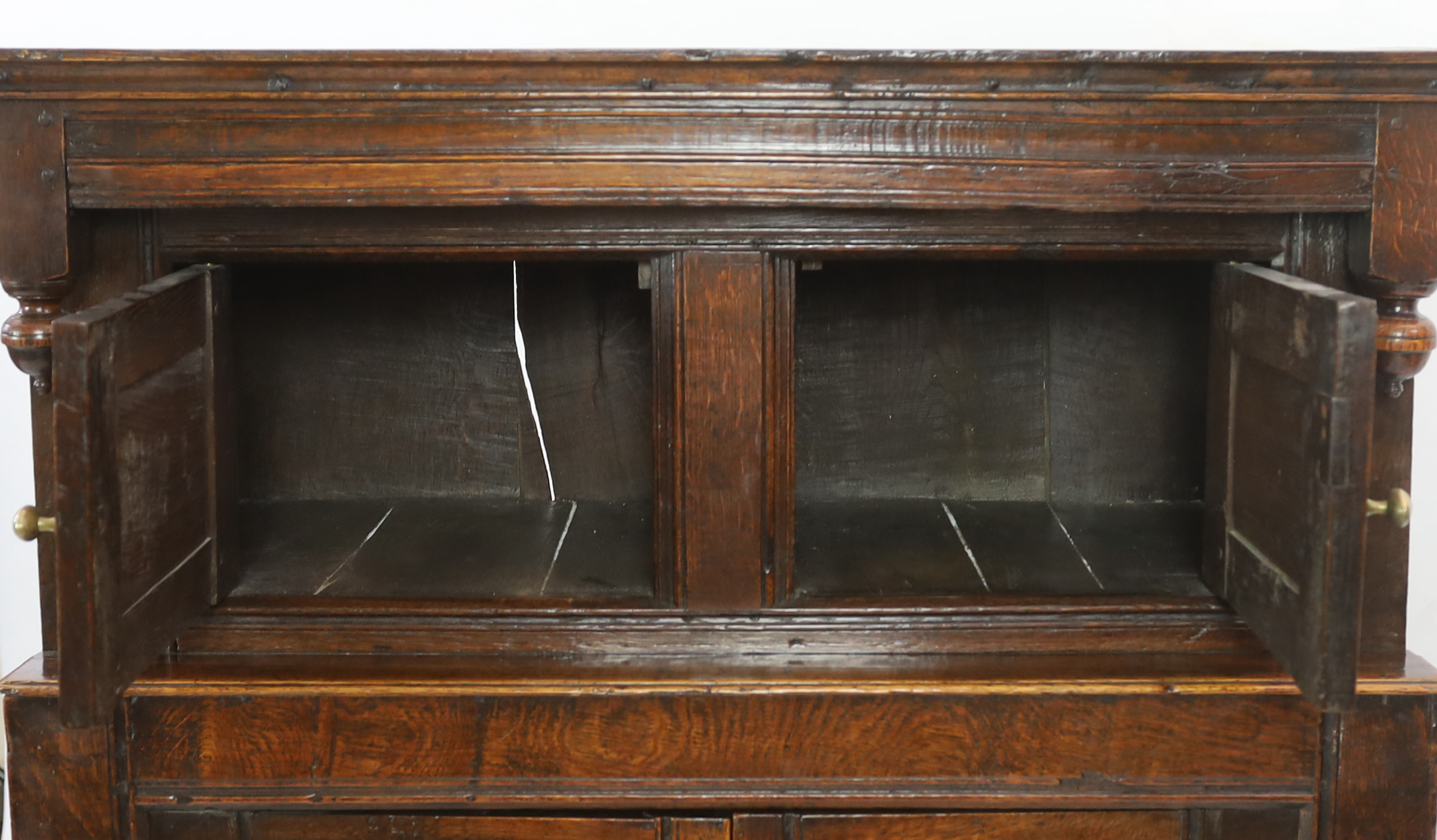 A 17th century oak court cupboard